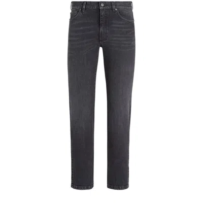 Zegna Jean Roccia En Lin Et Coton Extensible Taupe Foncé In Grey