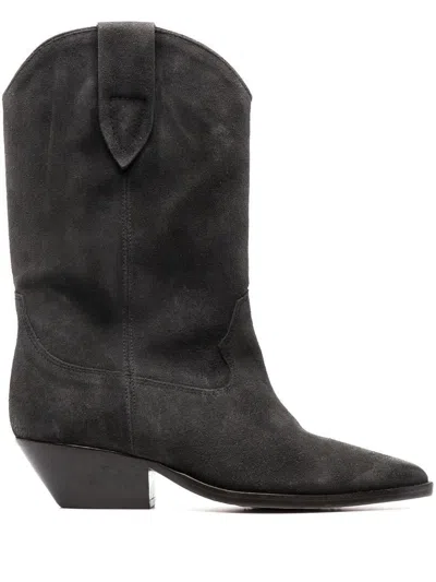 Isabel Marant Ankle Boots In Luxurious Calf Velvet Leather With Sleek Design And Quality Finish In Black