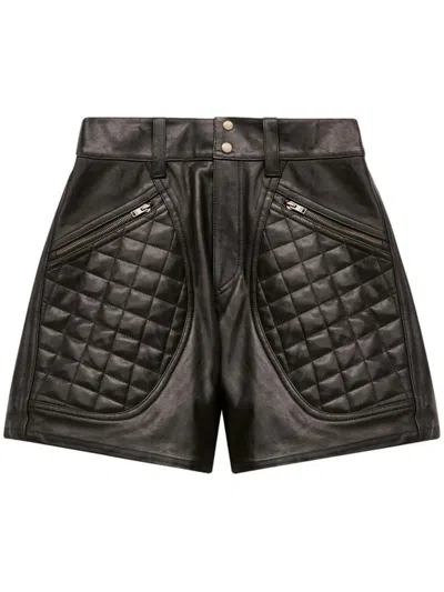 Isabel Marant Candice Mini Shorts In Quilted Leather In Black