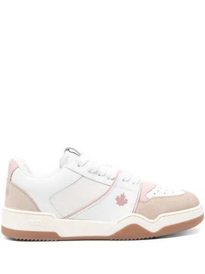 Dsquared2 Textured Leather And Polyamide Sneakers In White