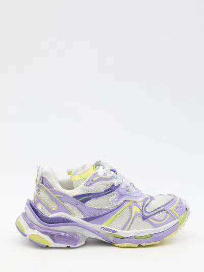 Balenciaga Purple Runner 2.0 Low Top Sneakers In White