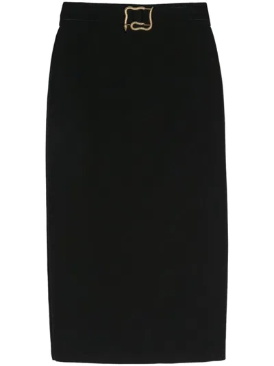 Just Cavalli Metal-snake Detail Midi Skirt In Black