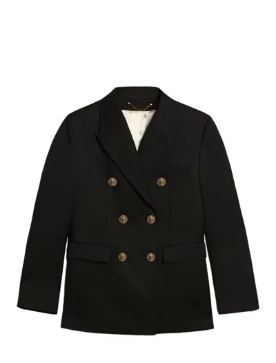 Golden Goose Double Breasted Blazer In Light Dry Wool Gabardine Clothing In Blue