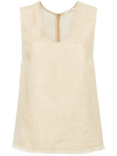 By Malene Birger Debbia Frayed Linen-blend Canvas Top In Beige