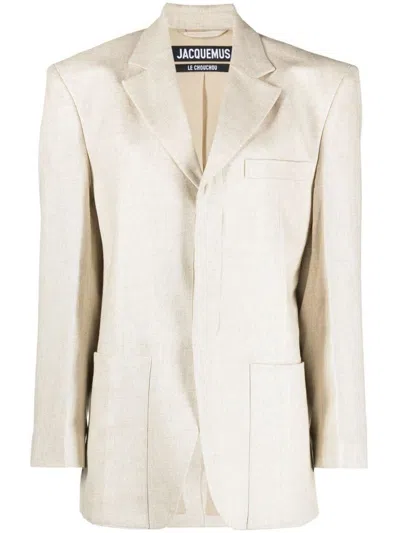 Jacquemus La Veste Tibau Linen-blend Blazer In Light Beige