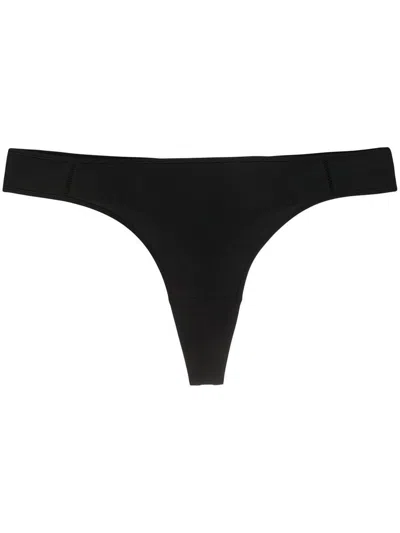 Eres Jamais Cutout Stretch-cotton Jersey Thong In Black