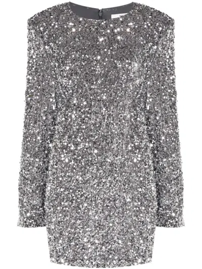 Elisabetta Franchi Sequinned Chenille Mini Dress In Steel