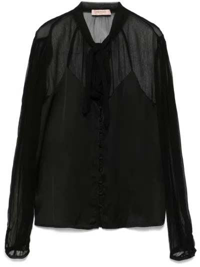 Twinset Long-sleeved Shirt In Black