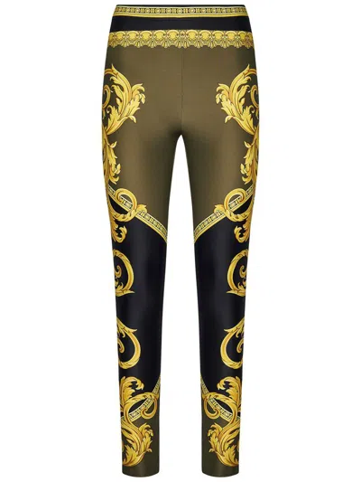 Versace Baroque Print Lycra Leggings In Black