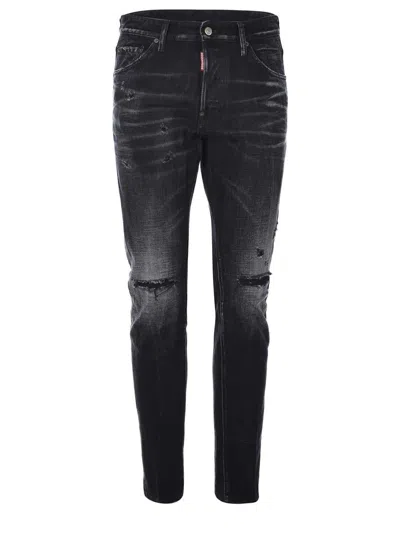 Dsquared2 Roadie Distressed-finish Jeans In Black