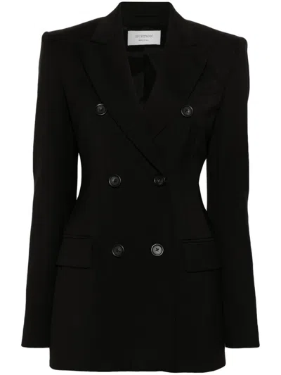 Sportmax Structured Double-breasted Longline Jacket With Button Detailing In Black