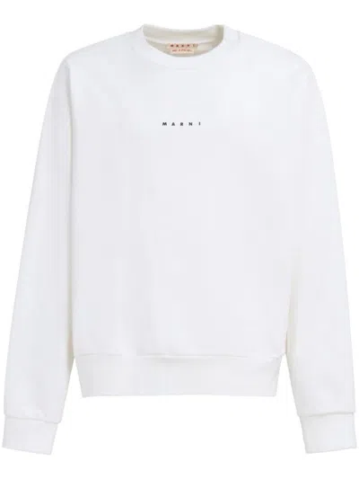 Marni White Printed Mini Logo Sweatshirt In White