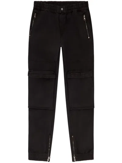 Diesel Multicolor Relaxed Fit Trousers With Drawstring Waist In Black