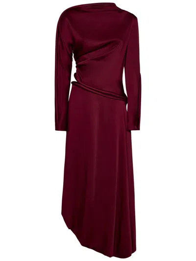Victoria Beckham Padded-tube Cutout Bubble-hem Midi Dress In Red