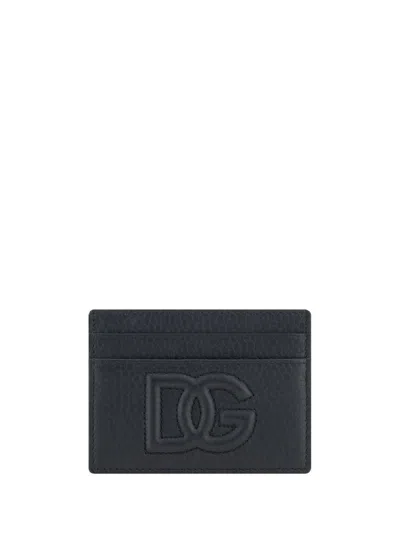 Dolce & Gabbana Small Zip-around Wallet In Calfskin With Raised Logo In Black