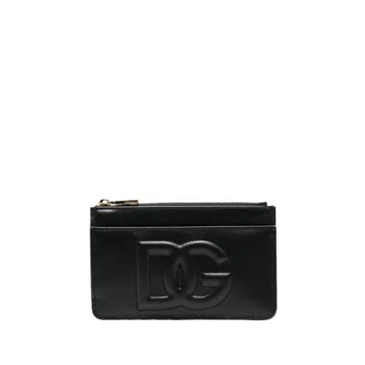 Dolce & Gabbana Black Leather Wallet With Embossed Logo In Black