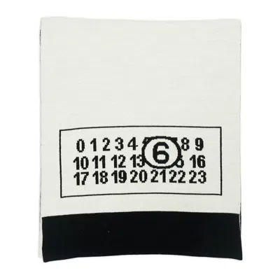 Mm6 Maison Margiela Logo-print Wool-blend Scarf In Multicolor