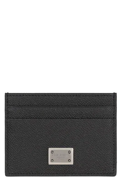 Dolce & Gabbana Black Textured Calf Leather Bi-fold Wallet In Black