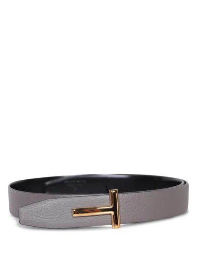 Tom Ford T Plaque Reversible Belt In Black