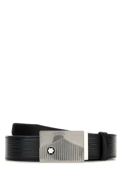 Montblanc Logo Buckled Reversible Belt In Black
