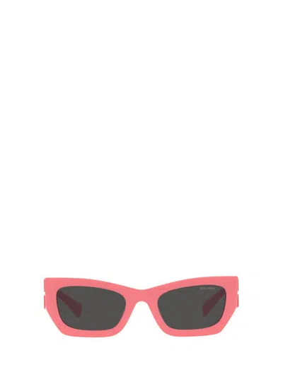 Miu Miu Miu Glimpse Rectangle-frame Sunglasses In Dark Pink