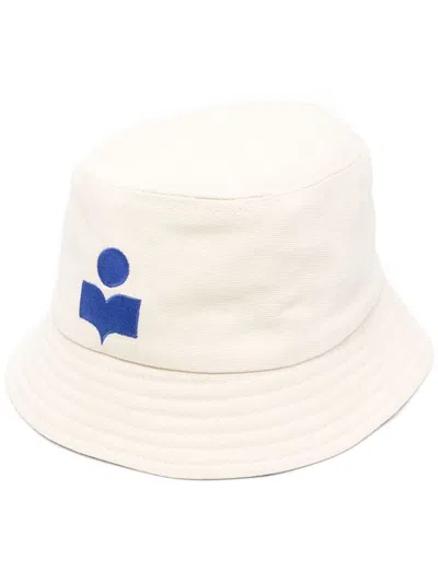 Isabel Marant White Haley Bucket Hat In Blue