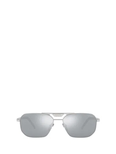 Prada Eyewear Rectangular Frame Sunglasses In Silver