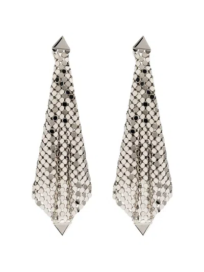Rabanne Silver Mesh Drop Earrings In Grey