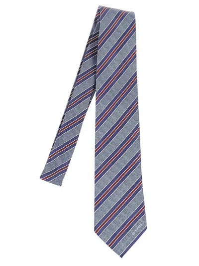 Etro Striped Jacquard Tie In Blue