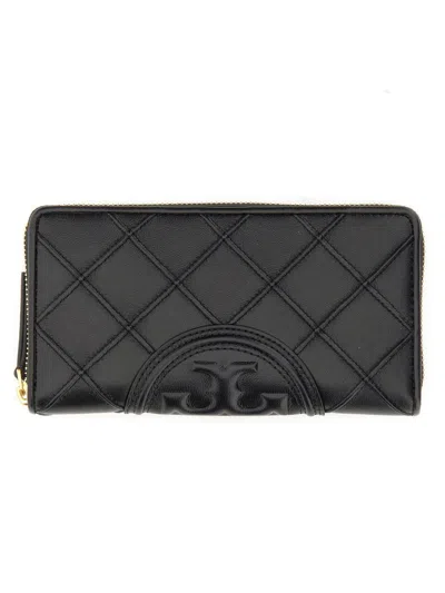 Tory Burch Fleming Continental Wallet In Leather In Black