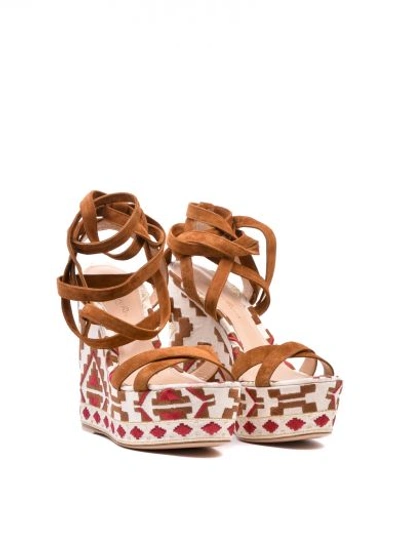 Shop Gianvito Rossi Printed Wedge Sandals In Njcsese