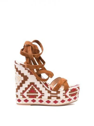 Shop Gianvito Rossi Printed Wedge Sandals In Njcsese