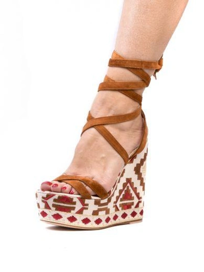 Shop Gianvito Rossi Printed Wedge Sandals In Njcsese