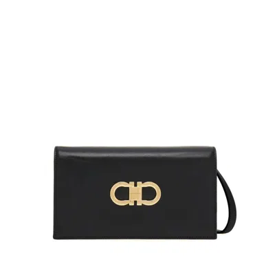 Ferragamo Women Gancini Leather Mini Bag In Black
