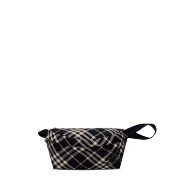 Burberry Check Belt Bag In Black