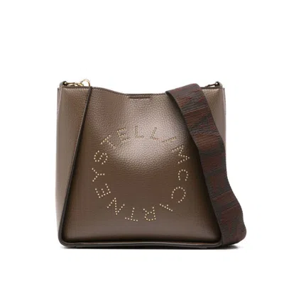 Stella Mccartney Logo Brown Shoulder Bag In Brown