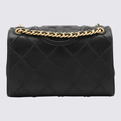 Tory Burch Black Leather Fleming Shouder Bag In Black