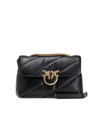 Pinko Love Baby Puff Leather Crossbody Bag In Black