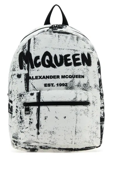 Alexander Mcqueen Fold-print Jacquard Canvas Backpack In Multicolor