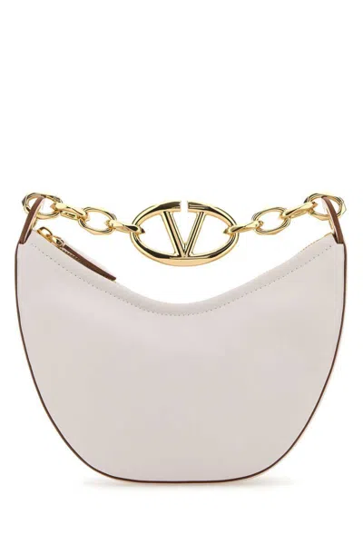Valentino Ivory Leather Mini Hobo Vlogo Moon Handbag In Pink