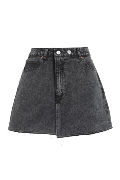 Our Legacy Cover Slit-hem Denim Mini Skirt In Grey