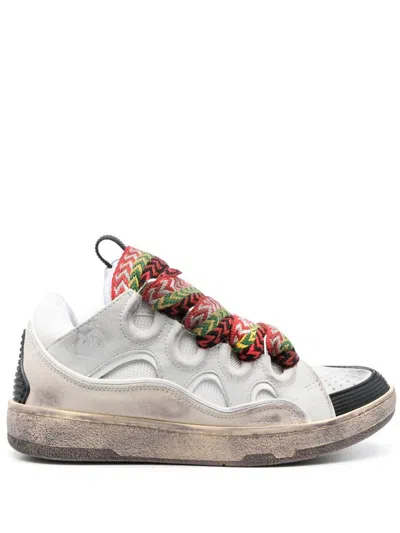 Lanvin Exaggerated Silhouette Leather And Rubber Sneakers In White
