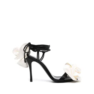Magda Butrym 105 Double Flower Satin Sandals In Multicolor