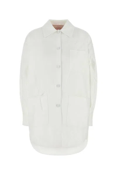 Valentino Giubbino Oversize In Misto Cotone Bianco Donna In White