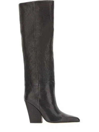 Paris Texas 100 High-knee Leather Boots In Black