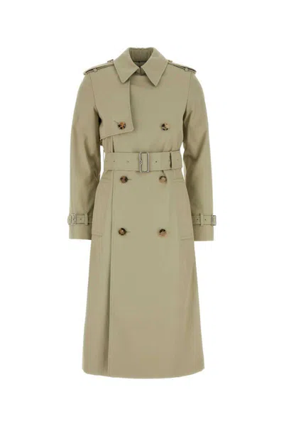Burberry Trench Coat With Belted Waist And Epaulettes In Beige O Tan