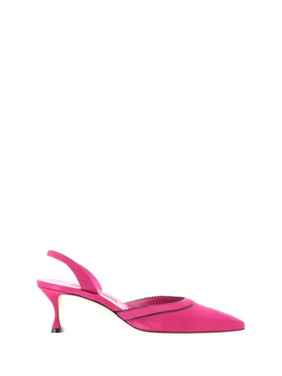 Manolo Blahnik Suede Halter Slingback Pumps In Pink