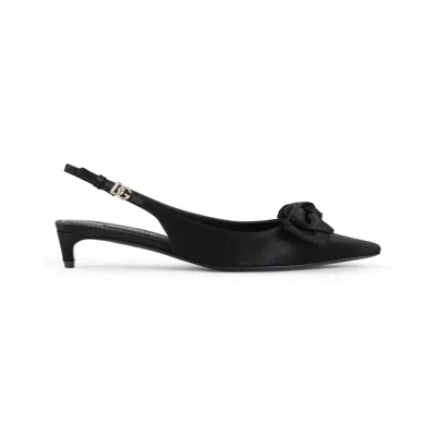 Dolce & Gabbana Satin Slingbacks With Bow Detail In Black