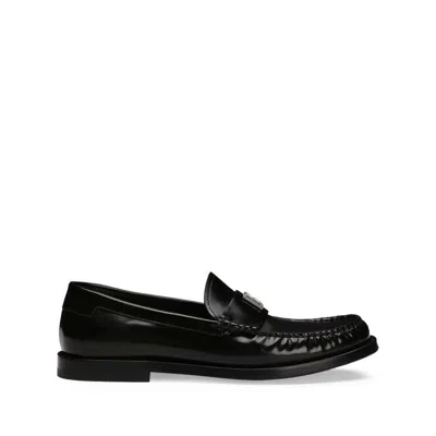 Dolce & Gabbana Dg Medallion Leather Classic Loafers In Black