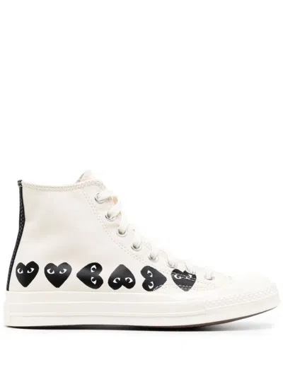Comme Des Garçons Play X Converse Multi-heart Chuck 70 High-top Sneakers In Beige